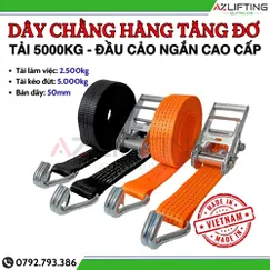 Dây Chằng Hàng Tăng Đơ bản 50mm 5 Tấn Móc J - ĐẦU CẢO NGẮN