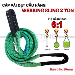 Cáp vải cẩu hàng bản dẹt 2 tấn 2 đầu mắt 6:1 – Webbing Sling