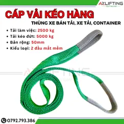 Cáp kéo hàng hai vòng mắt - Dây cáp kéo hàng 5 tấn bản 50mm