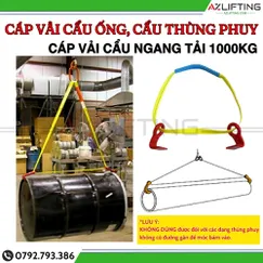 Cáp vải cẩu thùng phuy ngang