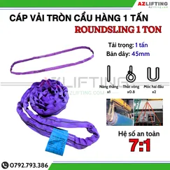 Cáp vải cẩu hàng bản tròn 1 tấn may vòng tròn (Endless) hệ số 7:1