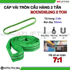 Cáp vải cẩu hàng bản tròn 2 tấn may vòng tròn (Endless) hệ số 7:1