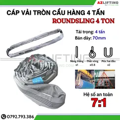 Cáp vải cẩu hàng bản tròn 4 tấn may vòng tròn (Endless) hệ số 7:1