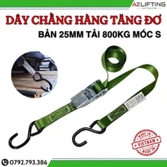 Dây chằng hàng tăng đơ bản 25mm tải 800kg Móc S Sơn Đen