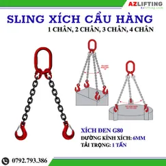 Bộ sling cẩu xích 6mm - sling xích 1 chân, 2 chân, 3 chân, 4 chân
