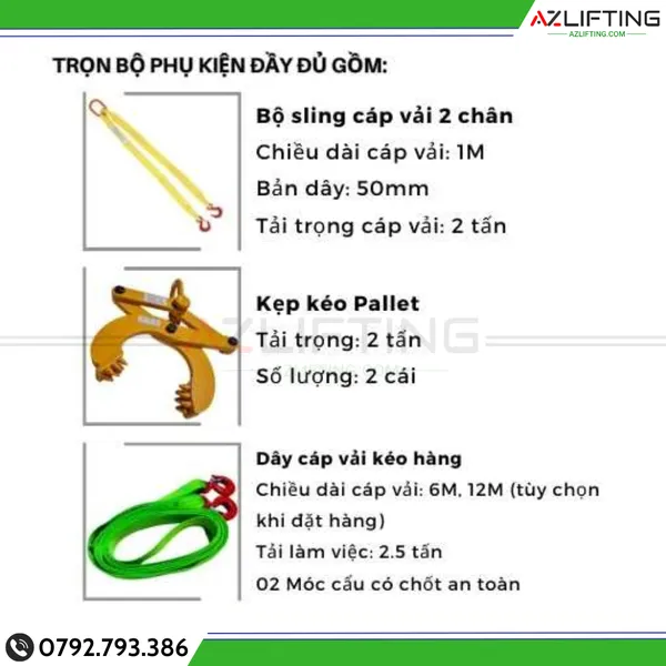 Bộ cáp kéo hàng pallet trong thùng xe tải xe container