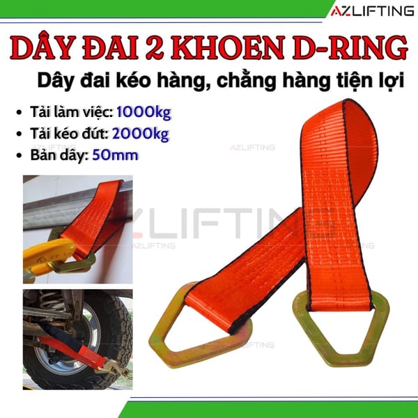 Dây Chằng Trục Bánh Xe 2 Đầu D-ring - Dây Nối Chằng Kéo Hàng Hóa