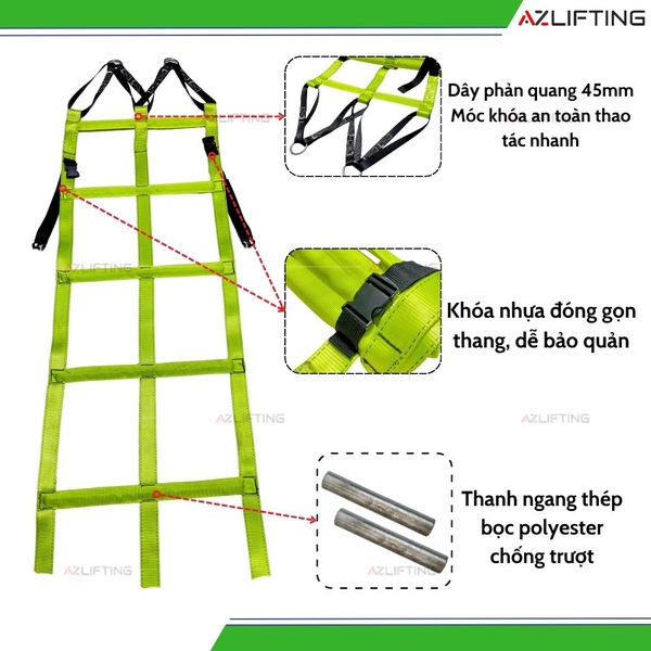 Thang Dây Cứu Hộ 3 Line Cao Cấp – Thang Thoát Hiểm Chung Cư An Toàn