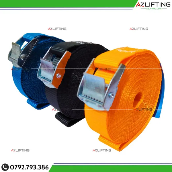 Dây chằng hàng khóa cam bản 25mm tải 250kg không móc
