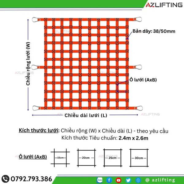 Lưới Bẹ Chắn Hàng Thùng Xe Container, Xe Tải