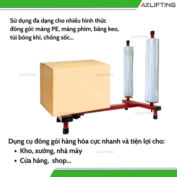 Dụng Cụ Quấn Màng PE Đế Xoay 360° 2 Trụ Đứng