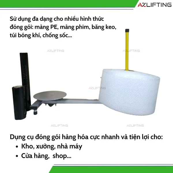 Dụng cụ quấn màng PE đế xoay 1 trụ -  dụng cụ quấn màng PE đế xoay 360 độ