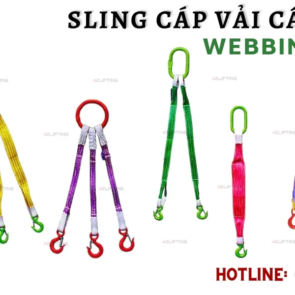 Sling Cáp vải cẩu hàng 3 chân bản dẹp