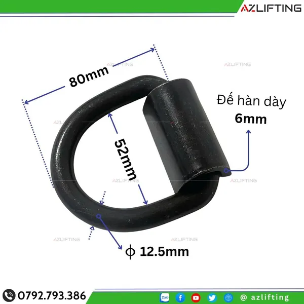 Móc Neo Xe Tải Container D ring 12li và Đế Hàn