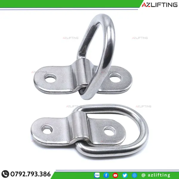 Móc Neo Chữ D 6mm Đế Bulong 2 Lỗ M6 Lắp Thùng Xe