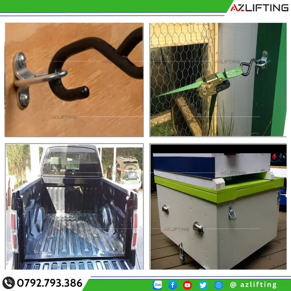 Móc Neo Chữ D 9.5mm Đế Bulong 2 Lỗ M10 Lắp Thùng Xe