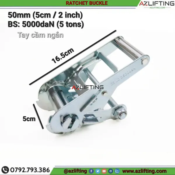 Đầu tăng đơ củ tăng 5 tấn bản 50mm (5cm) tay cầm ngắn