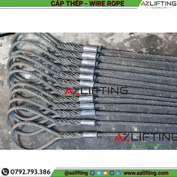 Cáp thép tết 2 đầu và bấm cos chì 2 đầu mắt mềm