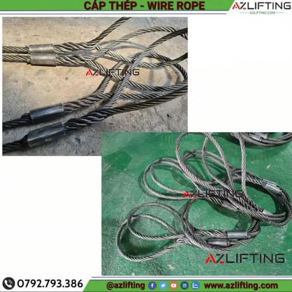Cáp thép tết 2 đầu và bấm cos chì 2 đầu mắt mềm