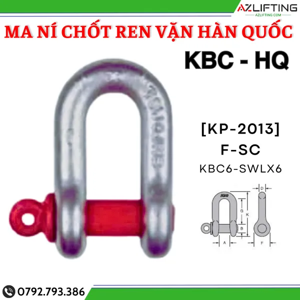  Ma ní chữ U chốt ren vặn KBC Hàn Quốc - Ma ní KBC Hàn Quốc 