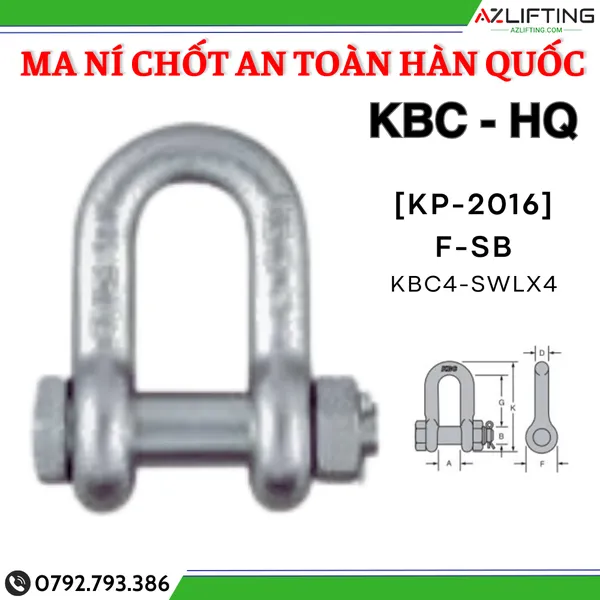  Ma ní chữ U chốt an toàn KBC Hàn Quốc - Ma ní KBC Hàn Quốc 