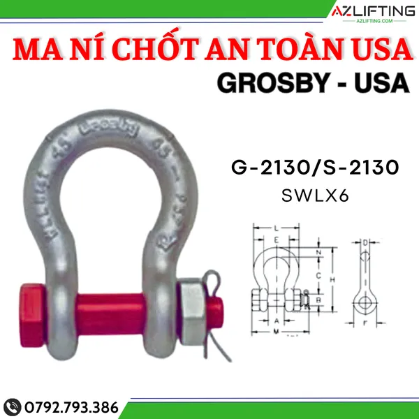  Ma ní Omega chốt an toàn GROSBY USA - Ma ní GROSBY Mỹ 