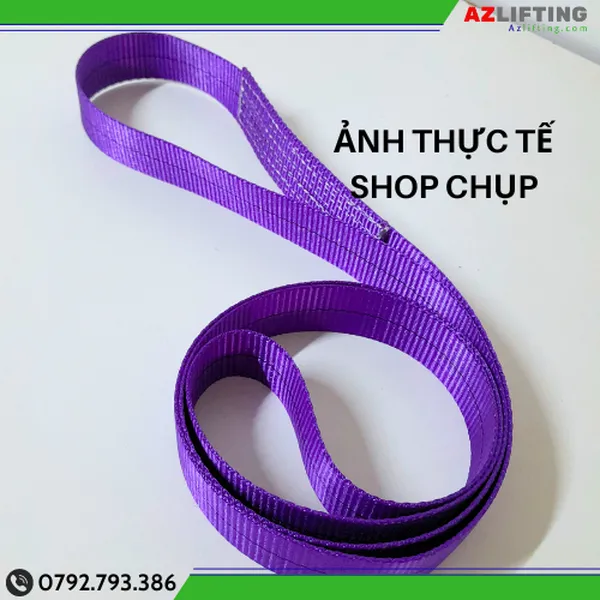 Cáp vải cẩu hàng bản dẹt 500kg may vòng tròn