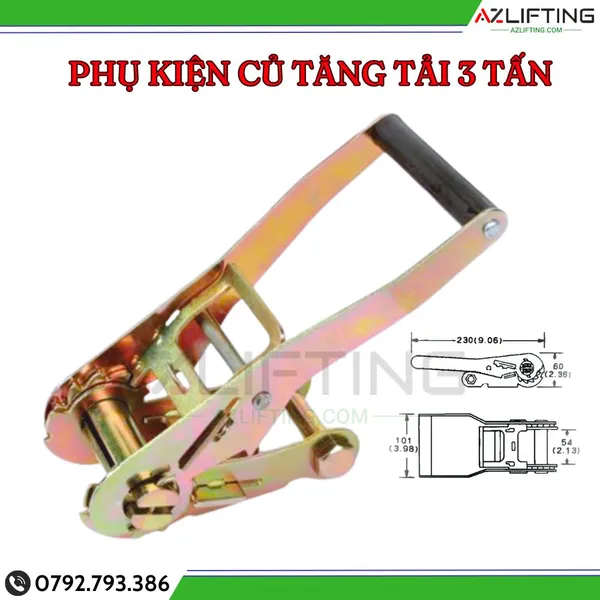 Phụ kiện đầu cảo tăng đơ chằng hàng 1 tấn, 2 tấn, 3 tấn