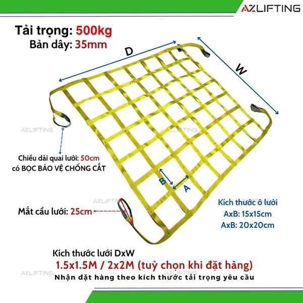Lưới bẹ cẩu hàng - Lưới cẩu nâng 500kg 