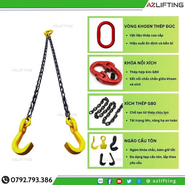 Bộ sling xích cẩu tôn, cẩu thép tấm