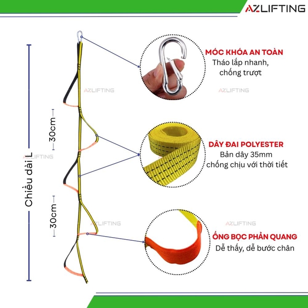 Thang Dây Thoát Hiểm 1 Line – Thang Leo Trèo Dã Ngoại Du Lịch Gấp Gọn