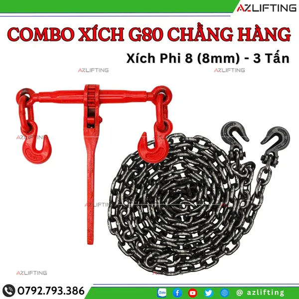COMBO XÍCH G80 CHẲNG HÀNG PHI 8 – 3 TẤN (FULL PHỤ KIỆN)