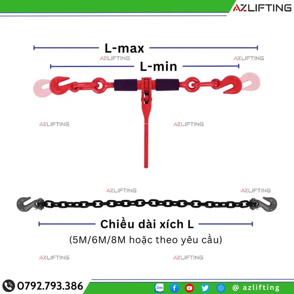 COMBO XÍCH G80 CHẲNG HÀNG PHI 10 – 5 TẤN (FULL PHỤ KIỆN)