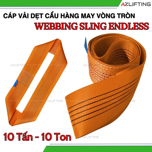 Cáp Vải Cẩu Hàng Bản Dẹt May Vòng Tròn 10 Tấn - Webbing Endless