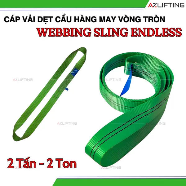 Cáp Vải Cẩu Hàng Bản Dẹt May Vòng Tròn 2 Tấn - Webbing Endless
