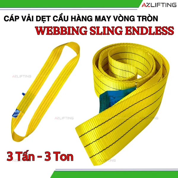 Cáp Vải Cẩu Hàng Bản Dẹt May Vòng Tròn 3 Tấn - Webbing Endless