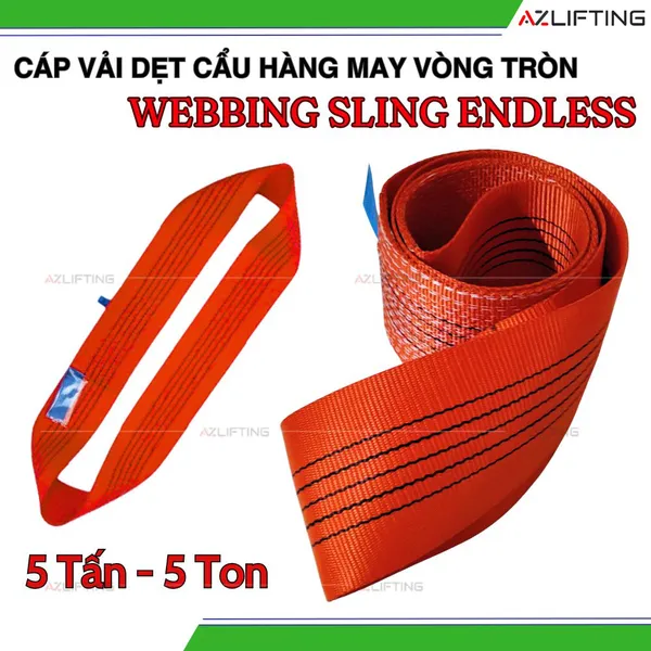 Cáp Vải Cẩu Hàng Bản Dẹt May Vòng Tròn 5 Tấn - Webbing Endless