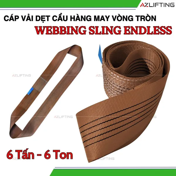 Cáp Vải Cẩu Hàng Bản Dẹt May Vòng Tròn 6 Tấn - Webbing Endless