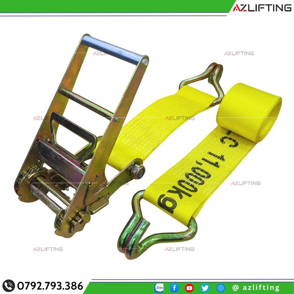 Dây Chằng Hàng Tăng Đơ Bản 100mm 10 Tấn Móc J Hàn Quốc
