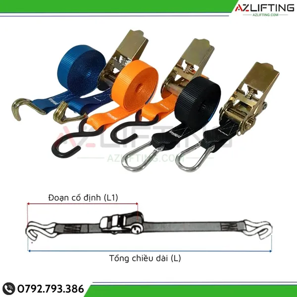 Dây chằng hàng tăng đơ bản 25mm 1 tấn 