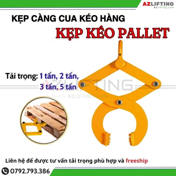 Kẹp kéo pallet - móc kẹp kéo hàng pallet container 1 tấn 2 tấn 3 tấn 5 tấn