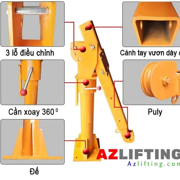 Cẩu xoay mini lắp thùng xe ô tô bán tải - xe tải 500kg