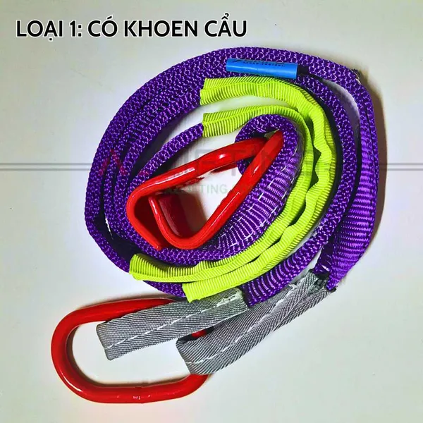 Cáp vải cẩu thùng phuy ngang