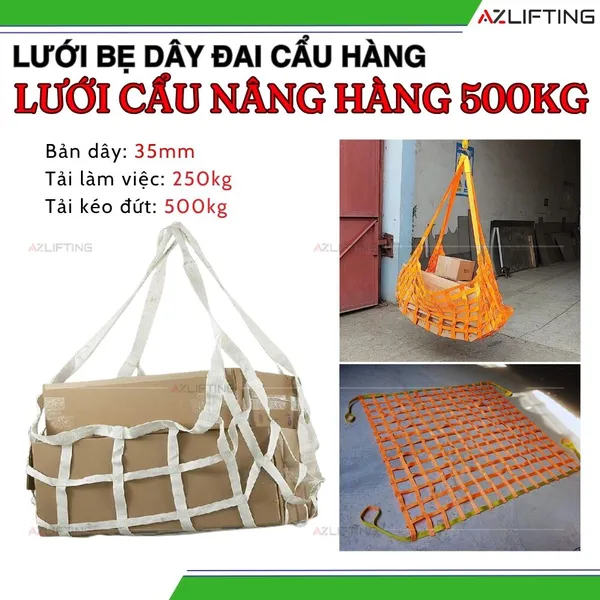 Lưới bẹ cẩu hàng - Lưới cẩu nâng 500kg 