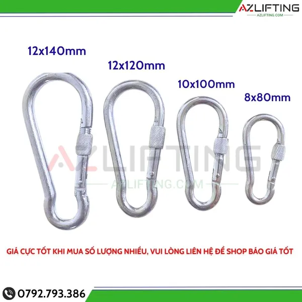 Móc khóa an toàn thép xi mạ 6-12cm có bulong khóa chắc chắn