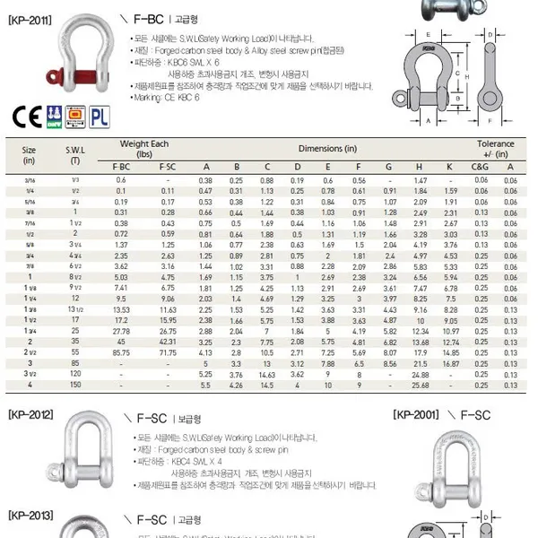  Ma ní chữ U chốt ren vặn KBC Hàn Quốc - Ma ní KBC Hàn Quốc 