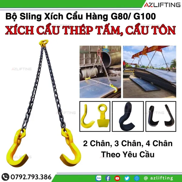 Bộ sling xích cẩu tôn, cẩu thép tấm