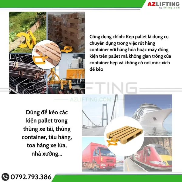 Kẹp kéo pallet - móc kẹp kéo hàng pallet container 1 tấn 2 tấn 3 tấn 5 tấn