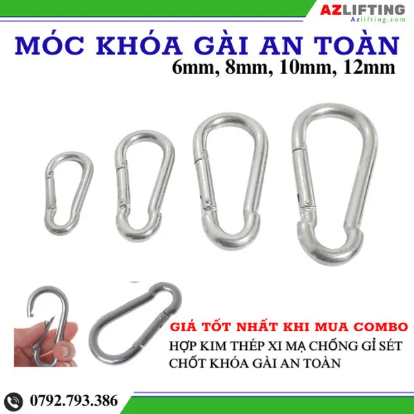 Móc khóa an toàn thép xi mạ 6-12cm