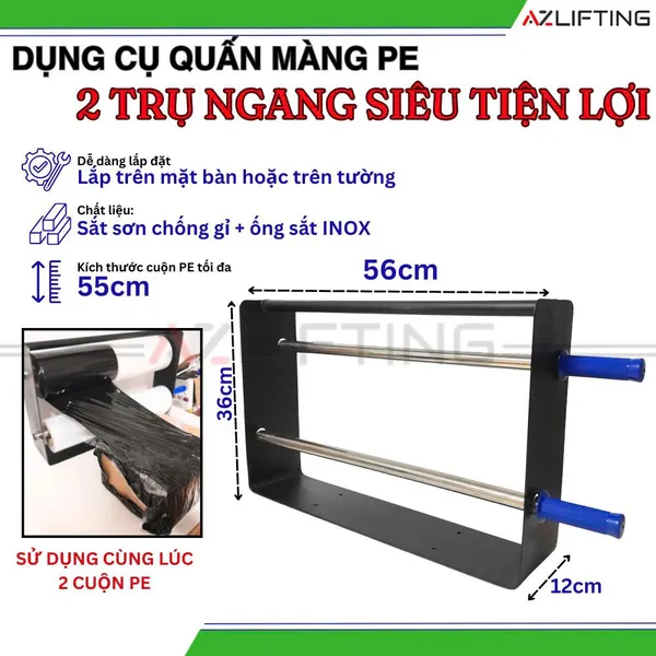 Dụng cụ quấn màng PE 2 trụ để bàn - Dụng cụ đóng gói hàng nhanh chóng